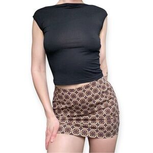 BNWT motel rocks brown geometric patterned mini skirt